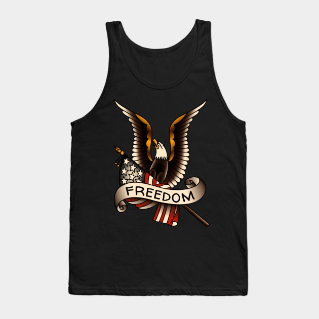 OldSalt American Traditional Freedom Eagle with Flag Tank Top by OldSalt